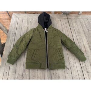 Appaman Boys Size 7 Coat Jacket Full Zip Long Sleeve Hooded Puffer Black Green